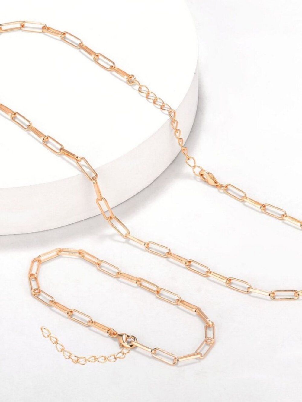 Adjustable Rose Gold Paperclip Chain Necklace Large Link - Picture 5 of 6